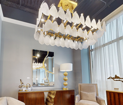 Frosted Glass Petal Horizontal Twenty-Four-Light Chandelier - Richardrider
