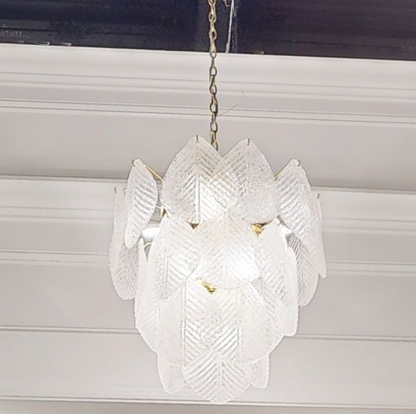 Antique Gold Frosted Glass Nine-Light Chandelier with Cascading Petal Design - Richardrider