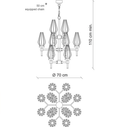 Modern 3-tiered Crystal Shade Chandelier for Living Room/Low-ceiling