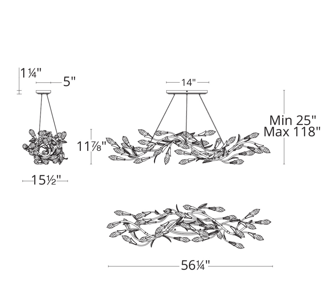 Modern Linear/Round Floral Branches Crystal Chandelier - Richardrider