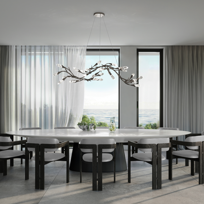 Modern Linear/Round Floral Branches Crystal Chandelier - Richardrider