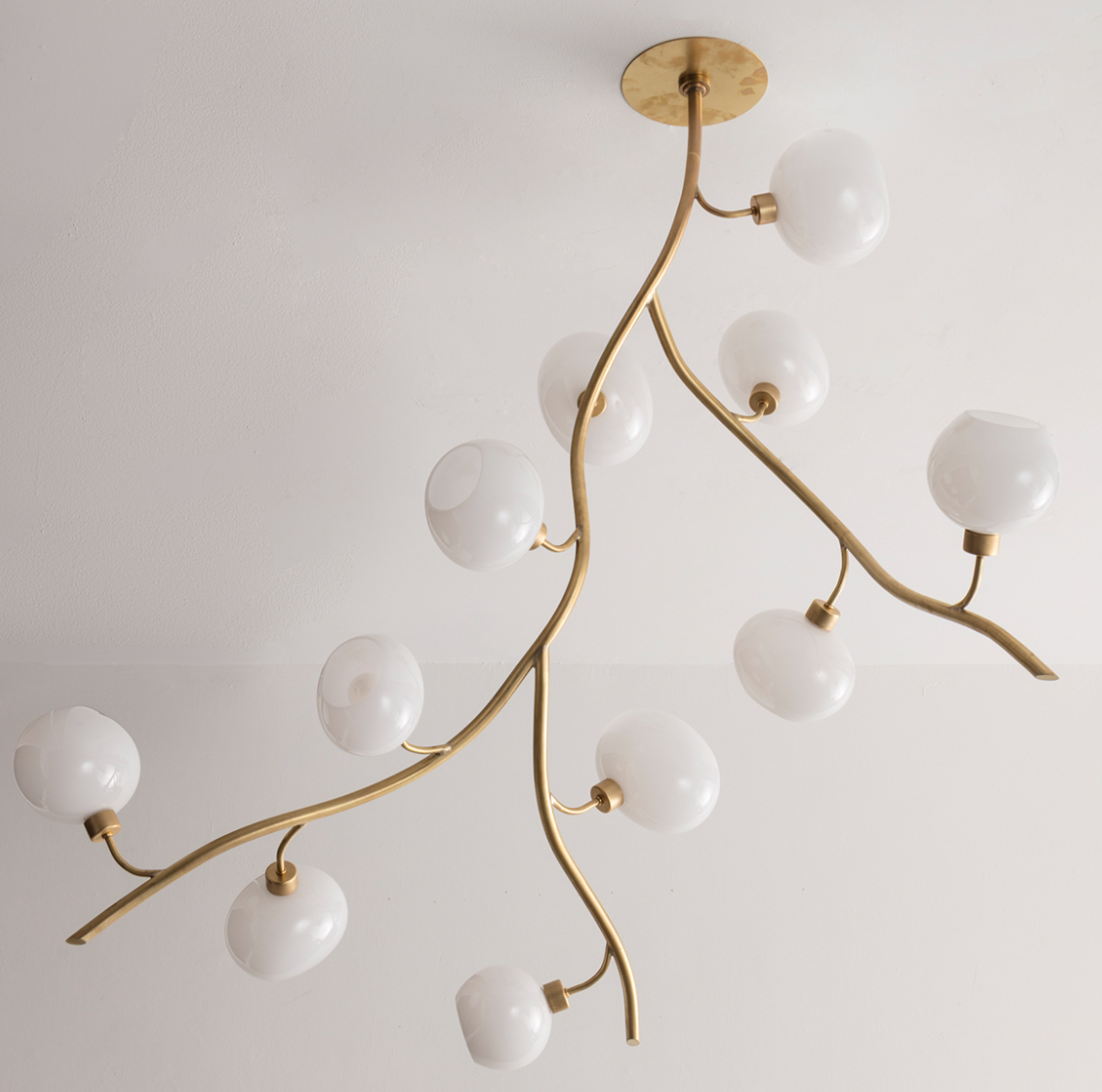 Modern Brass Branch Chandelier with Handcrafted Glass Globes - Richardrider