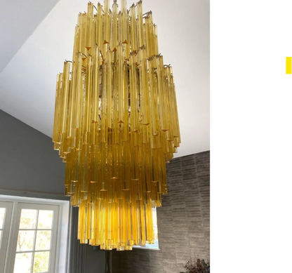 Murano Glass Chandelier – Triedri – 242 prisms – Amber