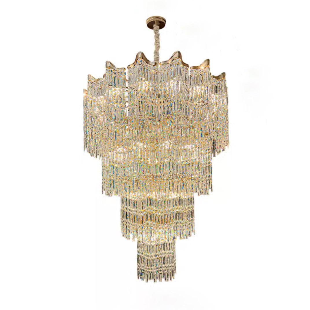 Extra Large Luxury Multi-tiered Crystal Chandelier in Gold Finish for Foyer/Staircase - Richardrider