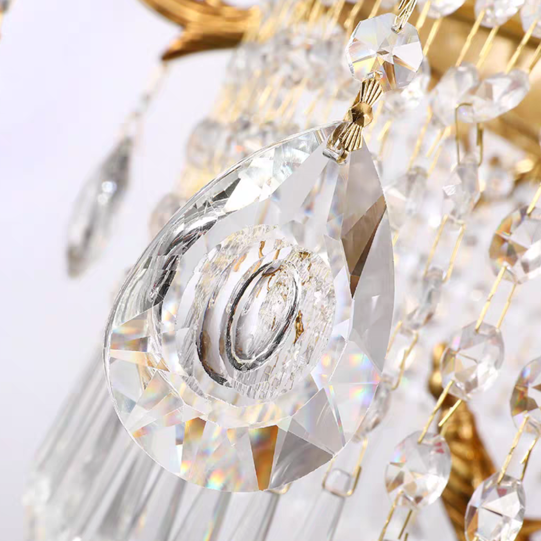 Stunning Oversized Luxury Golden Metal Candle Crystal Tassel Chandelier For High-ceiling Staircase/Entryway/Living/Meeting Room - Richardrider
