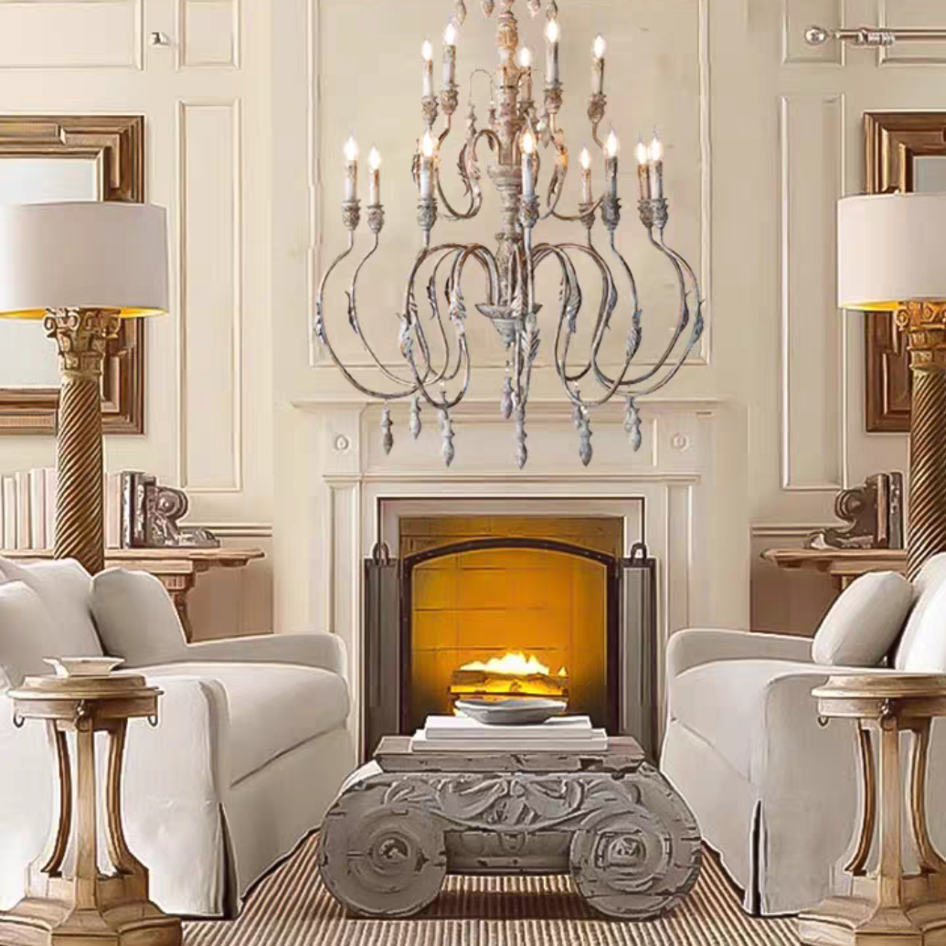 French Vintage Candle Chandelier for Living Room/Bedroom