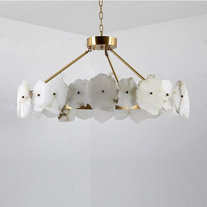 Natural Flake Alabaster Modern Round Chandelier - Richardrider