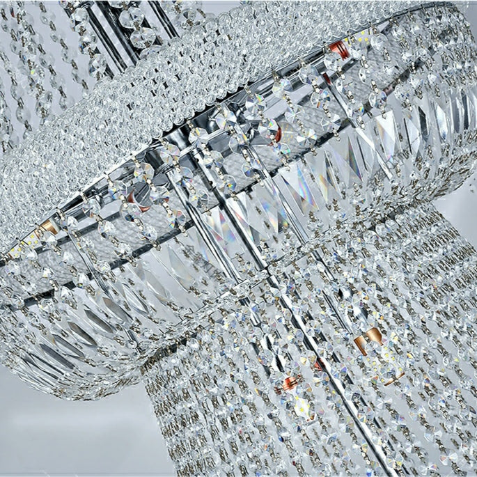 Silver/ Chrome Extra Large Crystal Chandelier Foyer Entryway Long Ceiling Lighting Fixture For Staircase - Richardrider