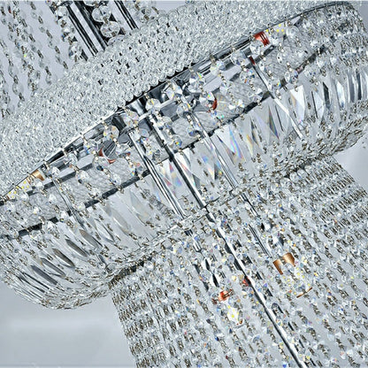 Silver/ Chrome Extra Large Crystal Chandelier Foyer Entryway Long Ceiling Lighting Fixture For Staircase - Richardrider