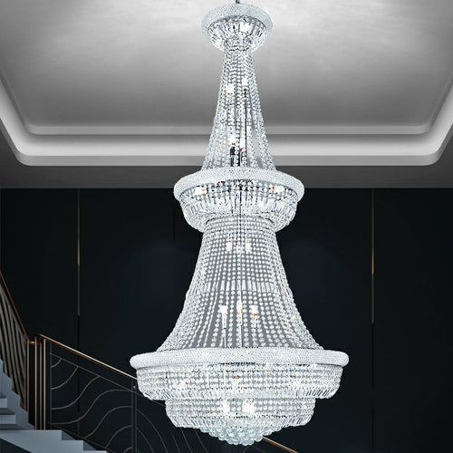 Silver/ Chrome Extra Large Crystal Chandelier Foyer Entryway Long Ceiling Lighting Fixture For Staircase - Richardrider
