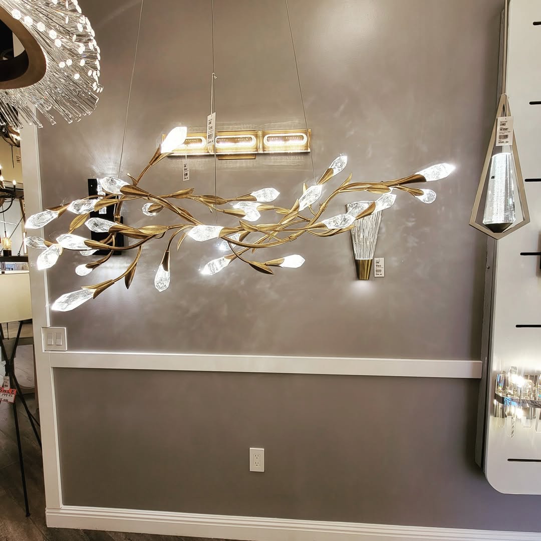 Modern Linear/Round Floral Branches Crystal Chandelier - Richardrider