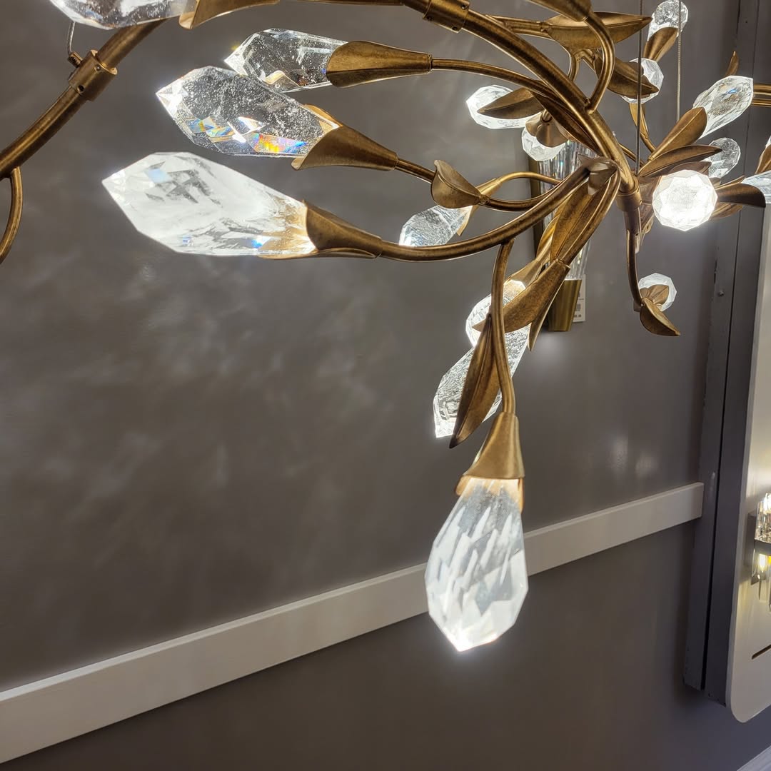 Modern Linear/Round Floral Branches Crystal Chandelier - Richardrider