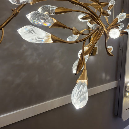 Modern Linear/Round Floral Branches Crystal Chandelier - Richardrider