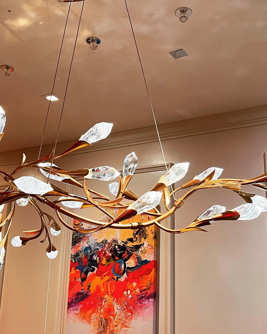 Modern Linear/Round Floral Branches Crystal Chandelier - Richardrider