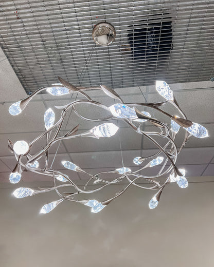 Modern Linear/Round Floral Branches Crystal Chandelier - Richardrider