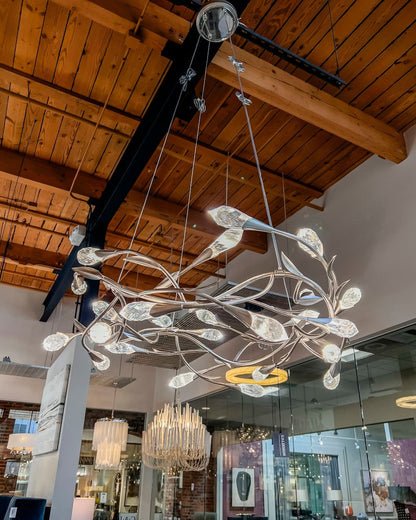 Modern Linear/Round Floral Branches Crystal Chandelier - Richardrider