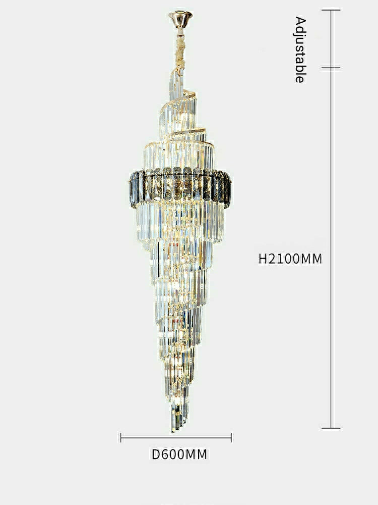 Spiral High Ceiling Light Fixture Long Crystal Chandelier For Foyer Staircase/ Living Room - Richardrider
