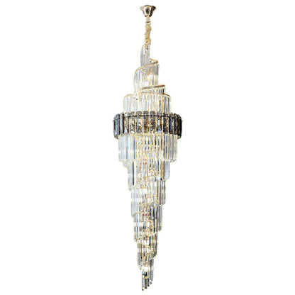 Spiral High Ceiling Light Fixture Long Crystal Chandelier For Foyer Staircase/ Living Room - Richardrider
