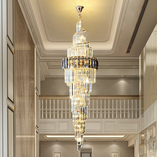 Spiral High Ceiling Light Fixture Long Crystal Chandelier For Foyer Staircase/ Living Room - Richardrider