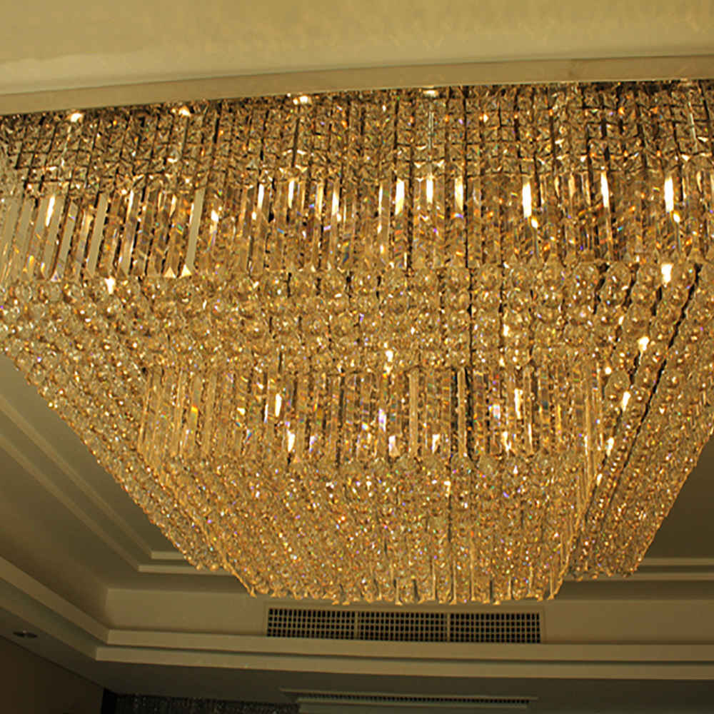 Square ceiling mounted crystal chandelier