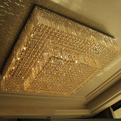 Square ceiling mounted crystal chandelier