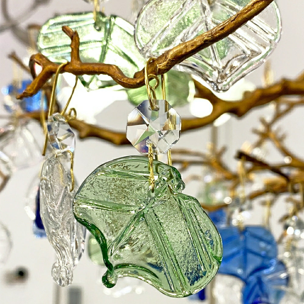 Stylish Colored Glaze Flower Crystal Chandelier Brass Tree Branch Ceiling Light For Living Room Hotel Hall - Richardrider