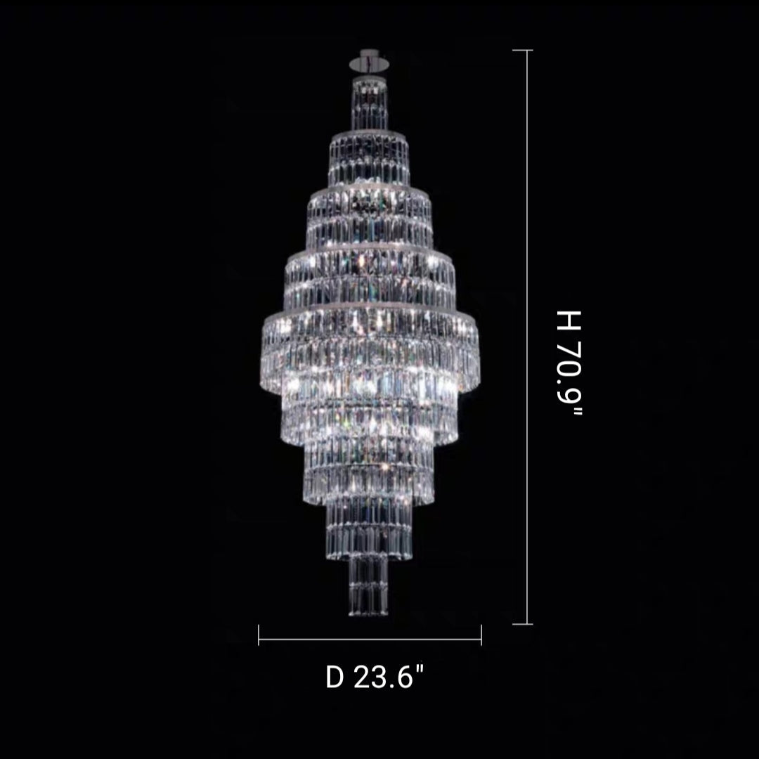 Stylish Foyer Hall Long Crystal Chandelier Large Staircase/ Entryway Decoration Ceiling Light Fixture - Richardrider