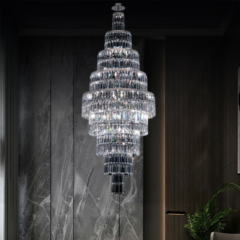 Stylish Foyer Hall Long Crystal Chandelier Large Staircase/ Entryway Decoration Ceiling Light Fixture - Richardrider
