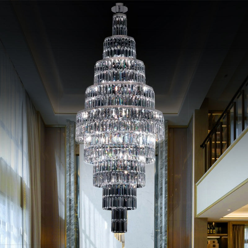 Stylish Foyer Hall Long Crystal Chandelier Large Staircase/ Entryway Decoration Ceiling Light Fixture - Richardrider