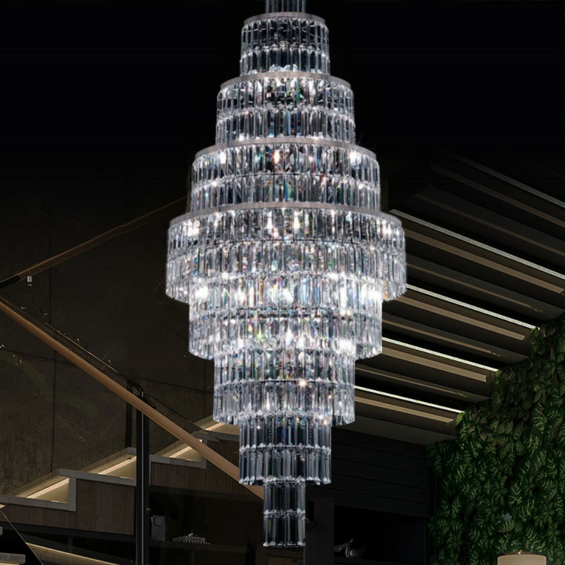 Stylish Foyer Hall Long Crystal Chandelier Large Staircase/ Entryway Decoration Ceiling Light Fixture - Richardrider