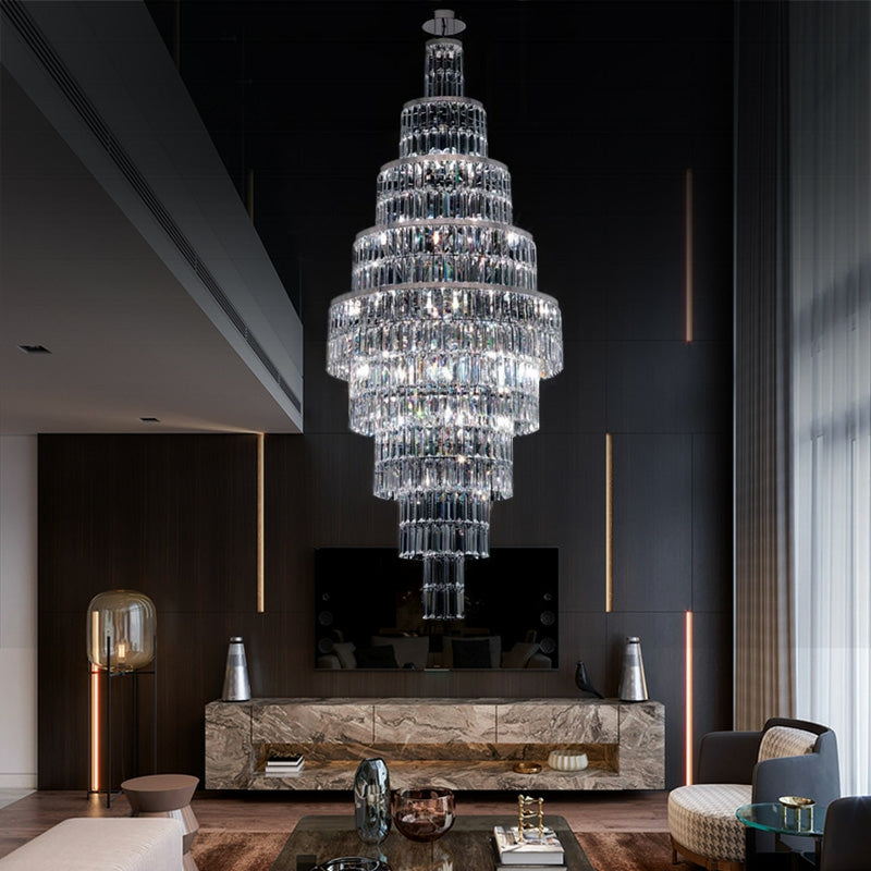 Stylish Foyer Hall Long Crystal Chandelier Large Staircase/ Entryway Decoration Ceiling Light Fixture - Richardrider