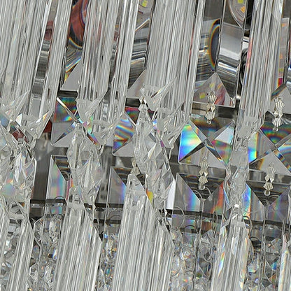 Chrome Silver Stylish Round Crystal Chandelier Modern Ceiling Pendant Light For Living Room/ Bedroom