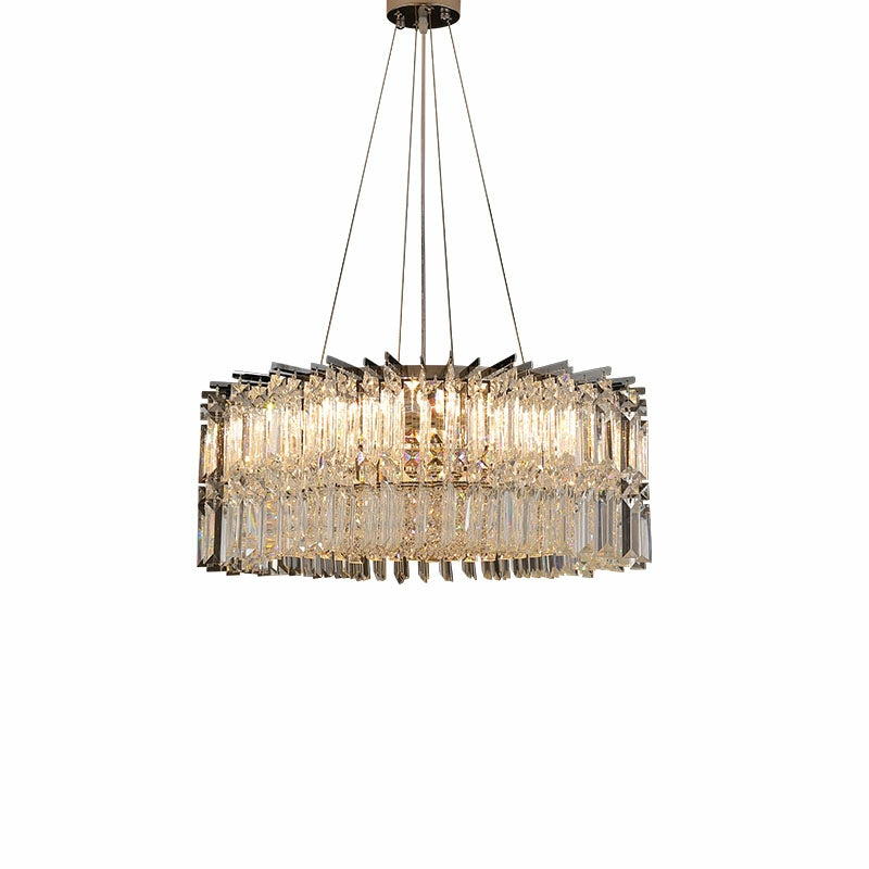 Chrome Silver Stylish Round Crystal Chandelier Modern Ceiling Pendant Light For Living Room/ Bedroom