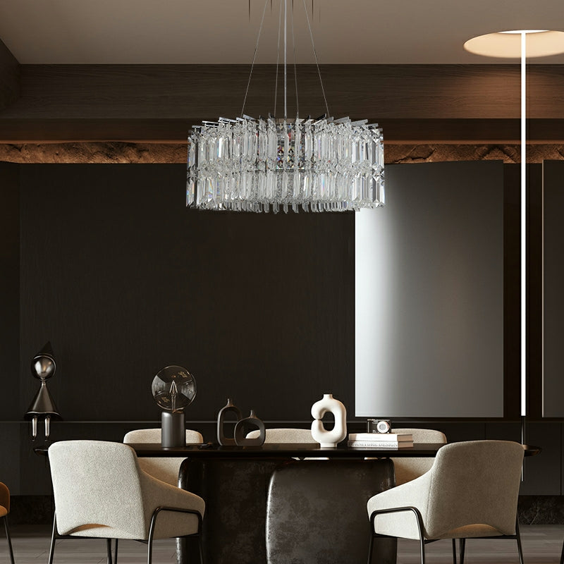 Chrome Silver Stylish Round Crystal Chandelier Modern Ceiling Pendant Light For Living Room/ Bedroom