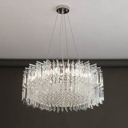 Chrome Silver Stylish Round Crystal Chandelier Modern Ceiling Pendant Light For Living Room/ Bedroom