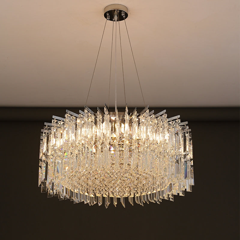 Chrome Silver Stylish Round Crystal Chandelier Modern Ceiling Pendant Light For Living Room/ Bedroom