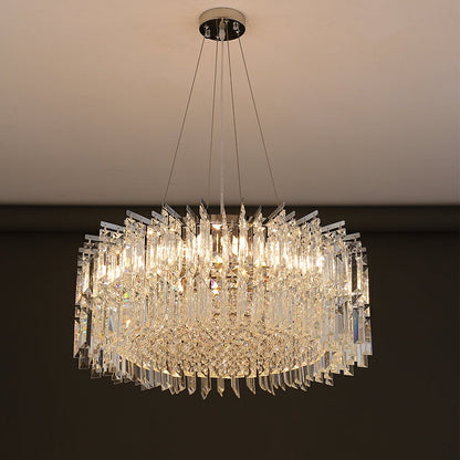 Chrome Silver Stylish Round Crystal Chandelier Modern Ceiling Pendant Light For Living Room/ Bedroom
