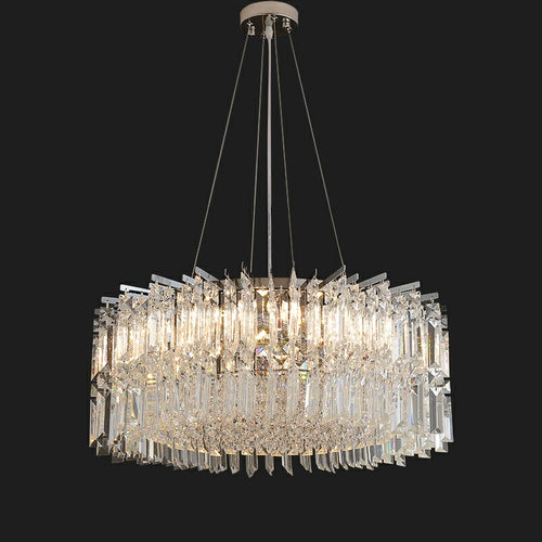 Chrome Silver Stylish Round Crystal Chandelier Modern Ceiling Pendant Light For Living Room/ Bedroom
