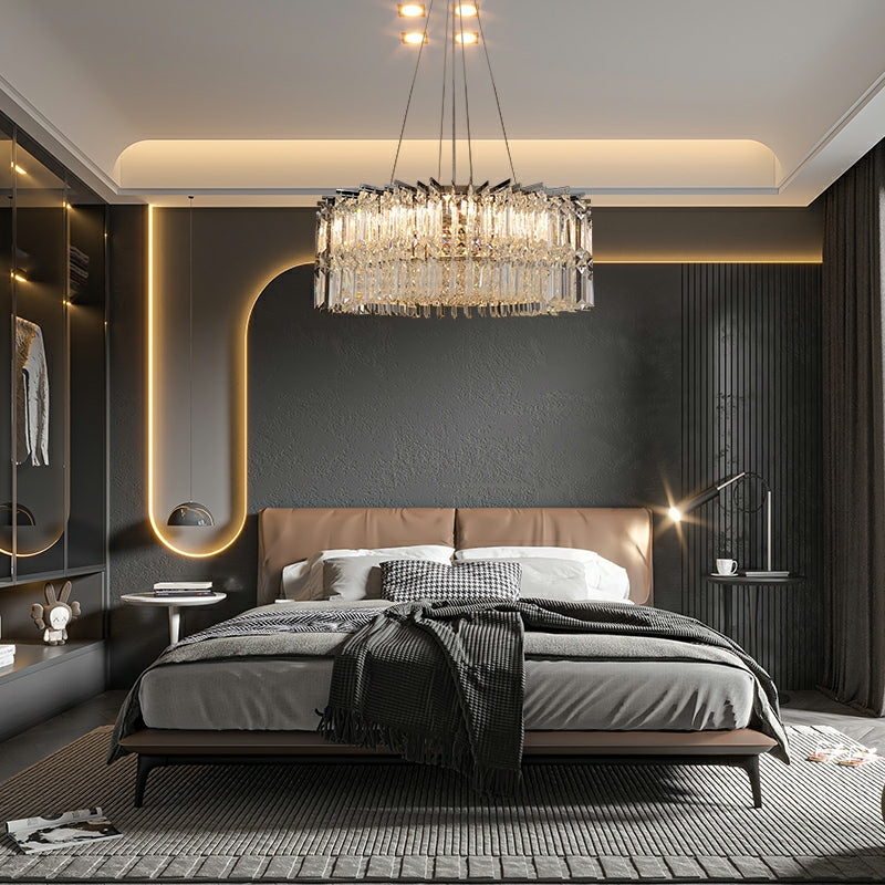 Chrome Silver Stylish Round Crystal Chandelier Modern Ceiling Pendant Light For Living Room/ Bedroom
