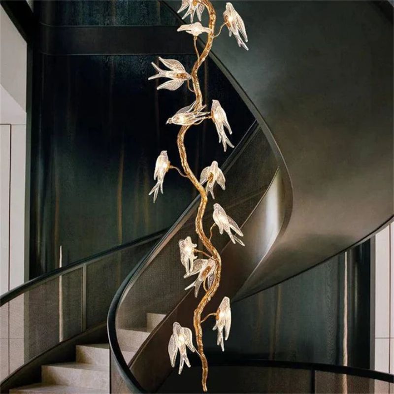 Swallow Glass Long Tree Branch Chandelier - Richardrider