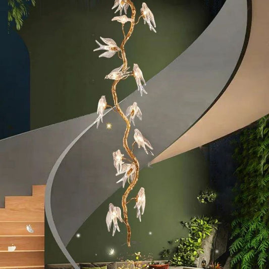 Swallow Glass Long Tree Branch Chandelier - Richardrider