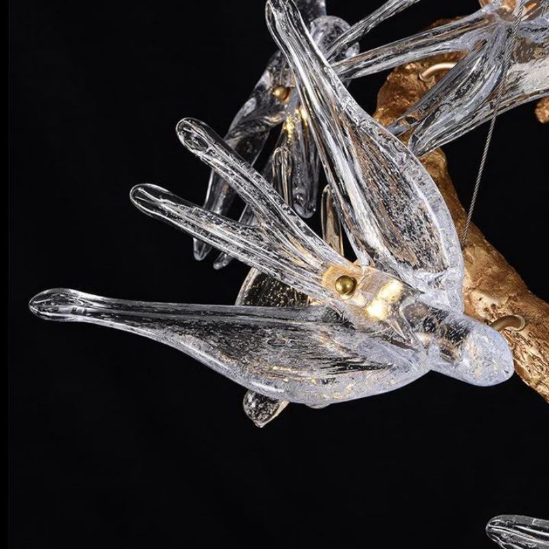 Swallow Glass Tree Branch Round Chandelier - Richardrider