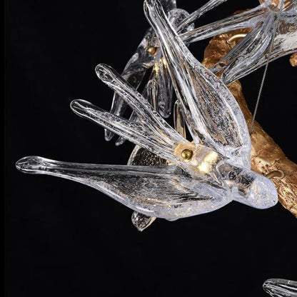 Swallow Glass Tree Branch Round Chandelier - Richardrider