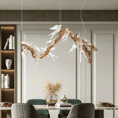 Swallow Glass Tree Branch Round Chandelier - Richardrider