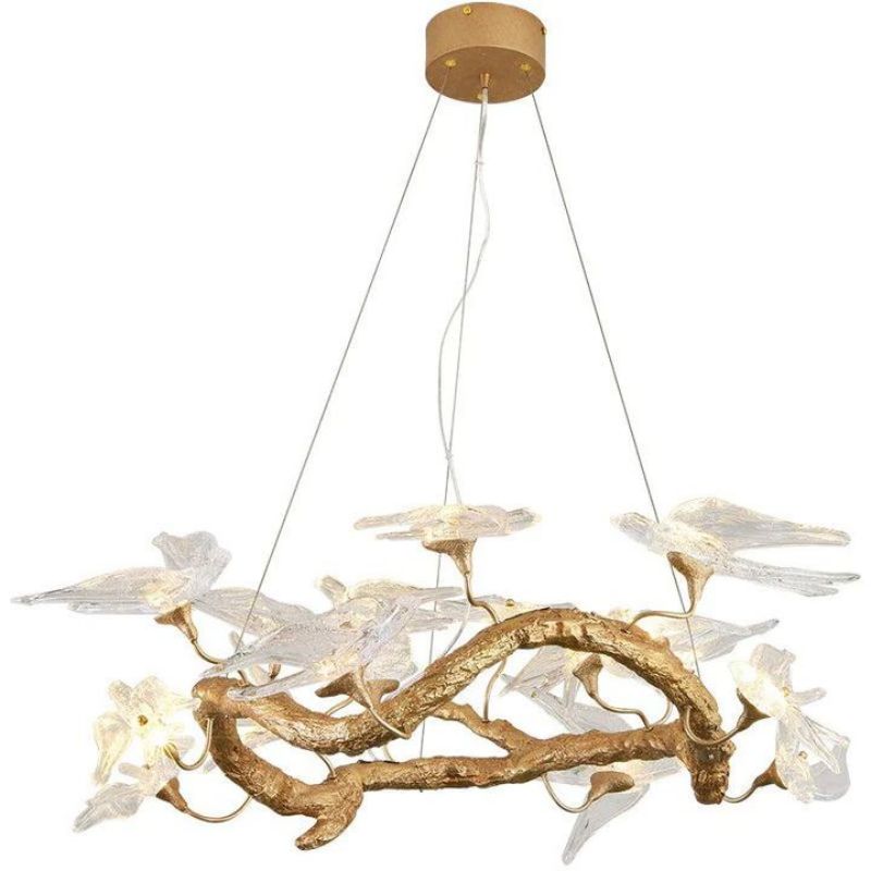 Swallow Glass Tree Branch Round Chandelier - Richardrider