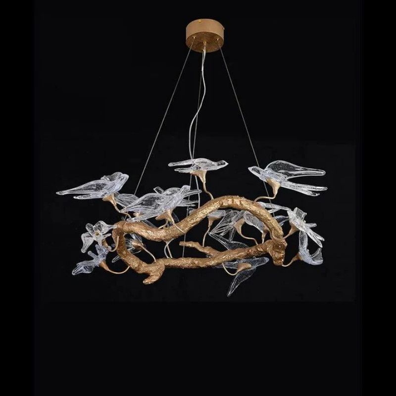 Swallow Glass Tree Branch Round Chandelier - Richardrider