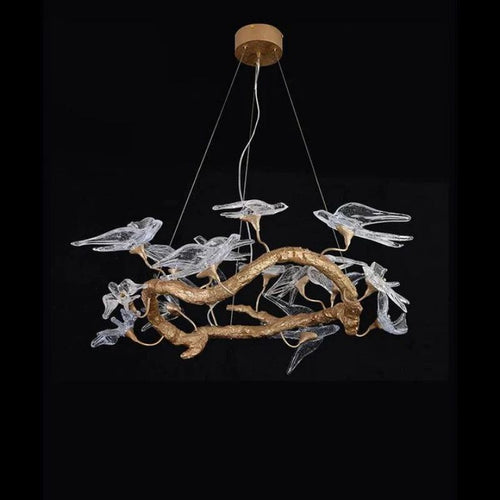 Swallow Glass Tree Branch Round Chandelier - Richardrider
