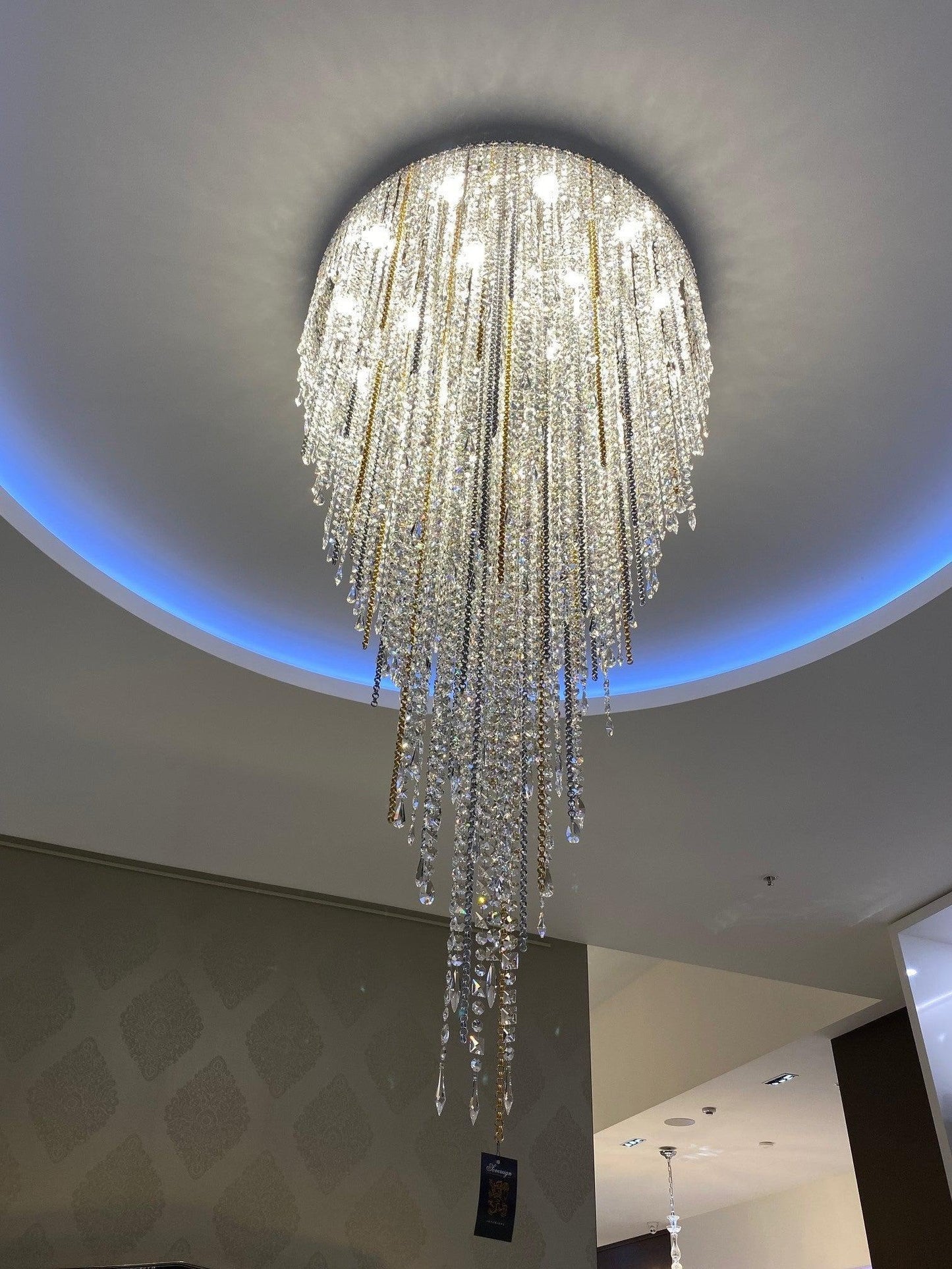 Modern Light Luxury Crystal Tassel Chandelier for Staircase/Living Room - Richardrider