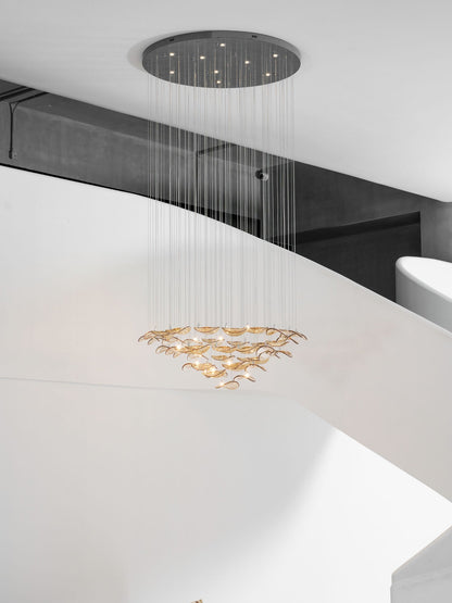 Galaxy Wave Floating Leaf Crystal Spiral Chandelier