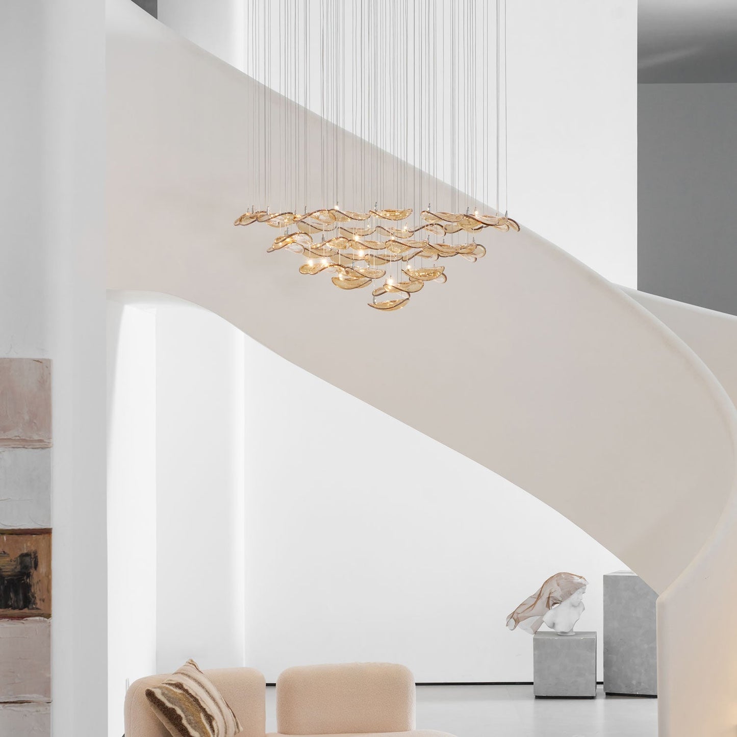 Galaxy Wave Floating Leaf Crystal Spiral Chandelier